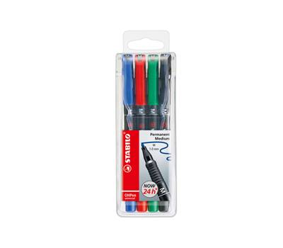 Pennarelli OHPen universal permanente 843 - punta media 1 mm - astuccio 4 colori - Stabilo - 843/4 - 4006381114868 - DMwebShop