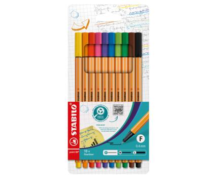 Fineliner Point 88 - tratto 0,4 mm - colori assortiti - conf.10 pezzi - Stabilo - 8810. - 4006381217842 - DMwebShop