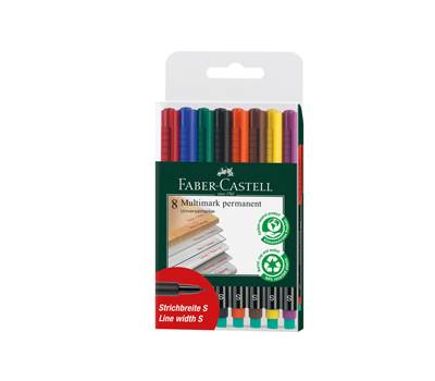 Pennarello Multimark universale permanente con gomma - punta superfine 0,4 mm - astuccio 8 colori - Faber Castell - 152309 - 4005401523093 - DMwebShop