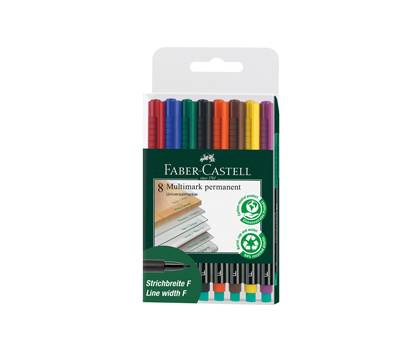 Pennarello Multimark universale permanente con gomma - punta fine 0,6 mm - astuccio 8 colori - Faber Castell - 151309 - 4005401513094 - DMwebShop