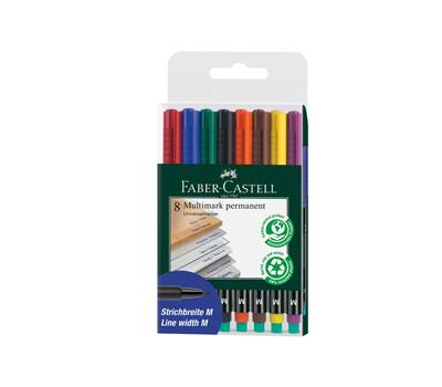 Pennarello Multimark universale permanente con gomma - punta media 1 mm - astuccio 8 colori - Faber Castell - 152509 - 4005401525097 - DMwebShop