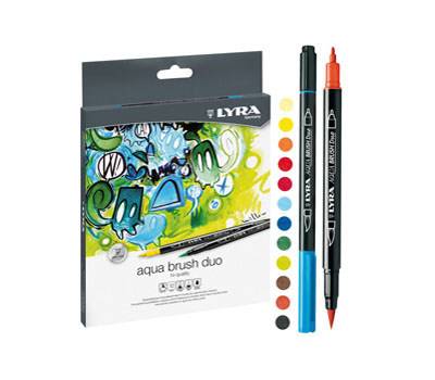 Pennarelli Aqua Brush Duo - punte 2 - 4 mm - astuccio 12 pezzi - Lyra - L6521120 - 4084900661628 - DMwebShop