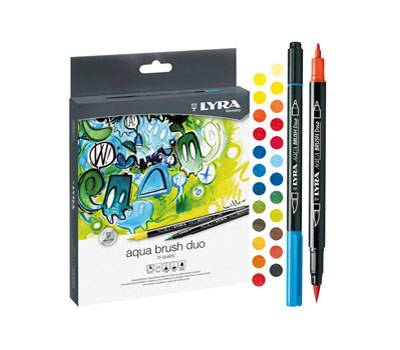 Pennarelli Aqua Brush Duo - punte 2 - 4 mm - astuccio 24 pezzi - Lyra - L6521240 - 4084900661659 - DMwebShop