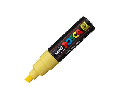 Marcatore a base d acqua Uni Posca PC8K punta large a scalpello 8 mm giallo - 15835 Marcatore a base d acqua Uni Posca PC8K punta large a scalpello 8 mm giallo - 15835