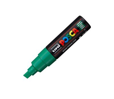 Marcatore a base d acqua Uni Posca PC8K punta large a scalpello 8 mm verde - 15831 Marcatore a base d acqua Uni Posca PC8K punta large a scalpello 8 mm verde - 15831