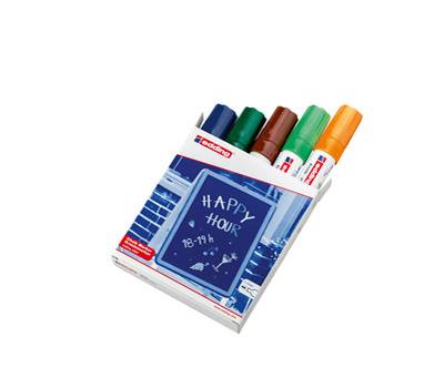 Marcatore a gesso liquido 4090 punta scalpello da 4 a 15 mm colori assortiti astuccio 5 pezzi - 15701