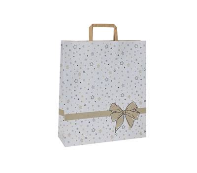 Shoppers - maniglie piattina - 26 x 11 x 34,5 cm - carta kraft - stars bianco - conf. 25 pezzi - Mainetti Bags - 086922 - 8029307086922 - DMwebShop