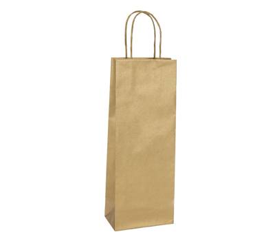 Portabottiglie BARBERA maniglie cordino 14 x 9 x 38 cm carta biokraft oro Mainetti Bags - 6211