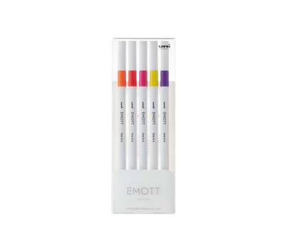Fineliner Emott - tratto 0,4 mm - colori assortiti passion - conf. 5 pezzi - Uni Mitsubishi - M PEM-SY 5C 2 - DMwebShop