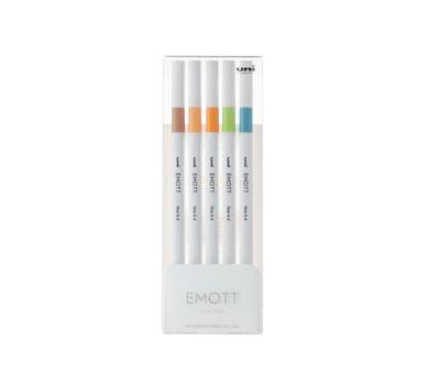 Fineliner Emott - tratto 0,4 mm - colori assortiti nature - conf. 5 pezzi - Uni Mitsubishi - M PEM-SY 5C 6 - DMwebShop