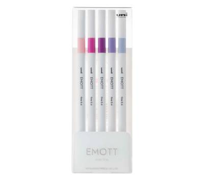 Fineliner Emott - tratto 0,4 mm - colori assortiti floral - conf. 5 pezzi - Uni Mitsubishi - M PEM-SY 5C 7 - DMwebShop