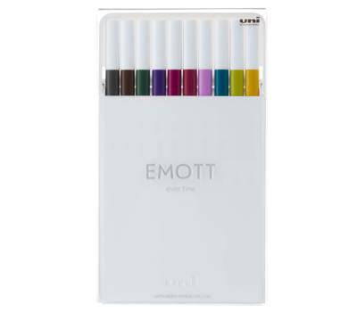 Fineliner Emott - tratto 0,4 mm - colori assortiti calmtone dark - conf. 10 pezzi - Uni Mitsubishi - M PEM-SY 10C 3 - DMwebShop