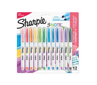 Pennarello S-Note - punta scalpello - colori assortiti - astuccio 12 pezzi - Sharpie - 2138233 - 3026981382338 - DMwebShop