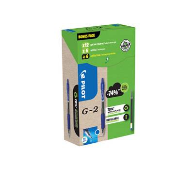 Penna roller gel scatto G 2 punta 0,7 mm 12 refill inclusi blu - 23376 Penna roller gel scatto G 2 punta 0,7 mm 12 refill inclusi blu - 23376