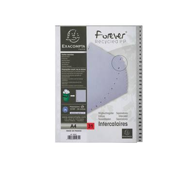 Intercalare numerico - 31 tasti - A4 - PPL riciclato - grigio - Exacompta - 1931E - 3130630019312 - DMwebShop