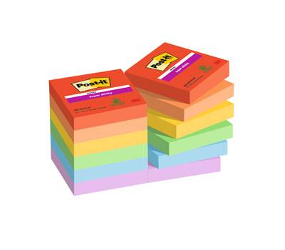 Blocco Post it Super Sticky 622-12SS-PLAY - 47,6 x 47,6 mm - colori Playful - 90 fogli - conf. 12 pezzi - Post-it - 7100290166 - 4064035065713 - DMwebShop