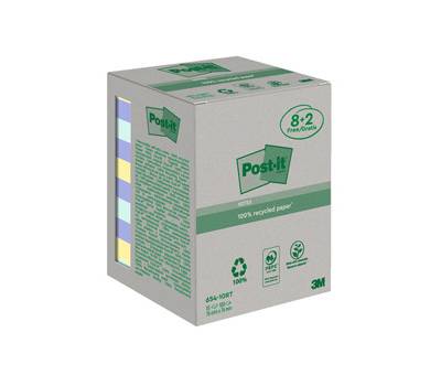 Blocco foglietti - 76 x 76 mm - carta riciciclata - 100 fogli - colori pastel - conf. 10 pezzi - Post-it - 7100172343 - 4054596723283 - DMwebShop