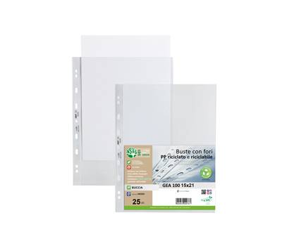 Buste forate Gea 100 - PP riciclato - buccia medium - 15 x 21 cm - conf. 25 pezzi - Sei Rota - 701510 - 8004972030258 - DMwebShop