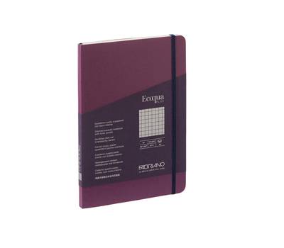 Taccuino EcoQua Plus - con elastico - rilegatura cucita - A5 - 5 mm - 80 fogli - vino - Fabriano - 19621112 - 8001348220732 - DMwebShop