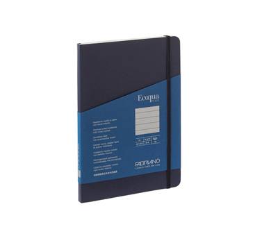 Taccuino EcoQua Plus - con elastico - rilegatura cucita - A5 - 5 mm - 80 fogli - righe - blu scuro - Fabriano - 19621004 - 8001348220619 - DMwebShop