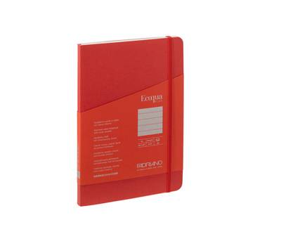 Taccuino EcoQua Plus - con elastico - rilegatura cucita - A5 - 5 mm - 80 fogli - righe - lampone - Fabriano - 19621009 - 8001348220596 - DMwebShop