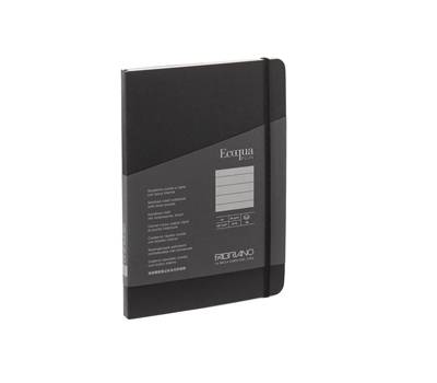 Taccuino EcoQua Plus - con elastico - rilegatura cucita - A5 - 5 mm - 80 fogli - righe - nero - Fabriano - 19621008 - 8001348220565 - DMwebShop