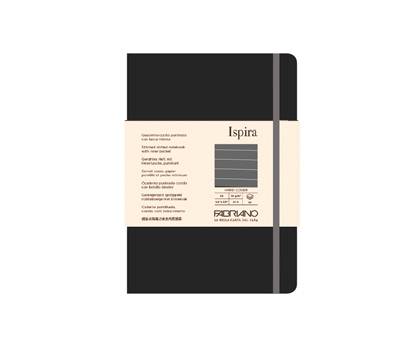 Taccuino Ispira - con elastico - copertina rigida - A5 - 96 fogli - righe - nero - Fabriano - 19714804 - 8001348221302 - DMwebShop