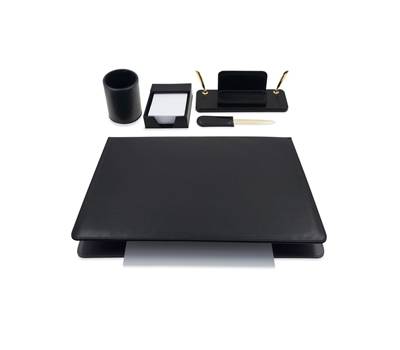 Servizio scrittoio art.119 nero in similpelle - 5 componenti - City Time - 119-N - 8002787001197 - DMwebShop