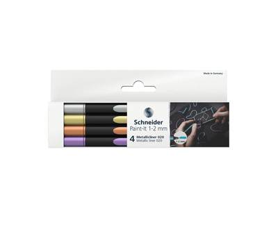Pennarello Metallic Liner 020 - punta 1 - 2 mm - colori assortiti - conf. 4 pezzi - Schneider - P700295 - 4004675153906 - DMwebShop