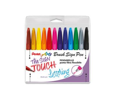 Pennarello Brush Sign Pen - colori assortiti - conf. 12 pezzi - Pentel - 0022187 - 8006935221871 - DMwebShop