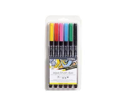 Pennarello Aqua Brush Duo - colori primari - conf. 6 pezzi - Lyra - L6521060 - 4084900610176 - DMwebShop