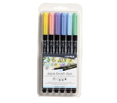 Pennarello Aqua Brush Duo - colori pastel - conf. 6 pezzi - Lyra - L6521061 - 4084900610190 - DMwebShop