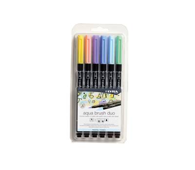 Pennarello Aqua Brush Duo - colori pastel - conf. 6 pezzi - Lyra - L6521061 - 4084900610190 - DMwebShop