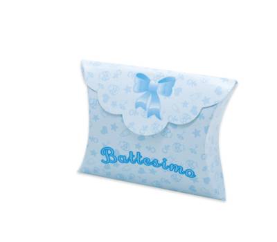 Scatolina portaconfetti Battesimo baby carta - 10 x 8 x 3 cm - celeste - conf.25 pezzi - Big Party - 81599 - DMwebShop