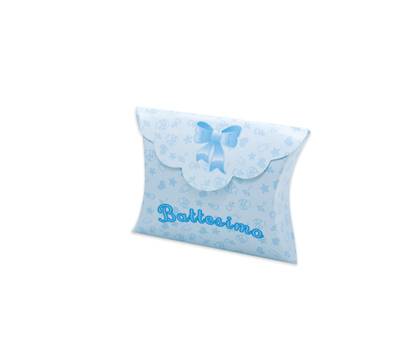 Scatolina portaconfetti Battesimo baby carta - 10 x 8 x 3 cm - celeste - conf.25 pezzi - Big Party - 81599 - DMwebShop