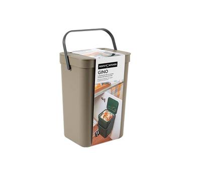 Pattumiera Gino - per rifiuti organici - 24 x 19 x 35,5 cm - 12 lt - marrone - Perfetto - 29126 - 8052474291264 - DMwebShop