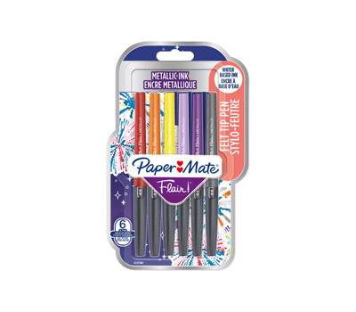 Pennarello Flair Nylon - colori assortiti Metallic - conf. 6 pezzi - Papermate - 2137361 - 3026981373619 - DMwebShop