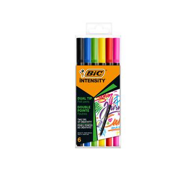 Pennarello Intensity Intense - dual tip brush - colori assortiti - conf. 6 pezzi - Bic - 989694 - 3086123589551 - DMwebShop