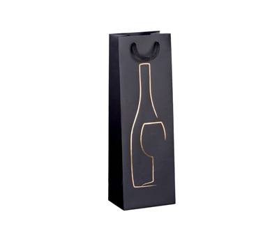 Shopper portabottiglie con manici in corda 12 x 37 x 9 cm nero - 26653