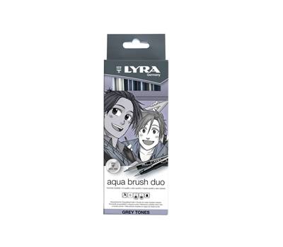 Pennarello Aqua Brush Duo - scala di grigio - conf. 6 pezzi - Lyra - L6521063 - 4084900610237 - DMwebShop
