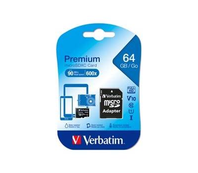 Micro SDXC Classe 10 fino a 45mb/sec - 64 Gb - Verbatim - 44084 - 23942440840 - DMwebShop