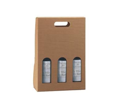 Scatola bottiglie Onda avana - 3 bottiglie - 270 x 90 x 385 mm - conf. 5 pezzi - Scotton - 7768C - 8007402826759 - DMwebShop