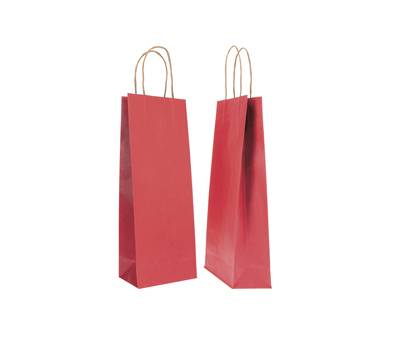 Portabottiglie BARBERA maniglie cordino 14 x 9 x 38 cm carta biokraft bordeaux Mainetti Bags - 8008