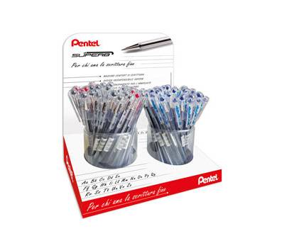 Penna sfera SuperB - colori assortiti (blu-rosso-nero - expo 96 pezzi - Pentel - 0100868 - 8006935008687 - DMwebShop