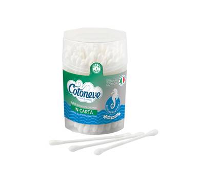 Bastoncini puliorecchie cotonati - carta biodegradabile - barattolo 100 pezzi - Cotoneve - 1601B - 8003350524945 - DMwebShop