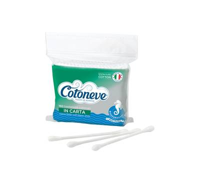 Bastoncini puliorecchie cotonati - carta biodegradabile - busta da 160 pezzi - Cotoneve - 1616 - 8003350525102 - DMwebShop
