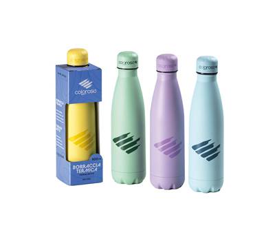 Borraccia termica Pastel - 500 ml - acciaio inox - colori assortiti - Colorosa - 3601BR - 8004428063700 - DMwebShop