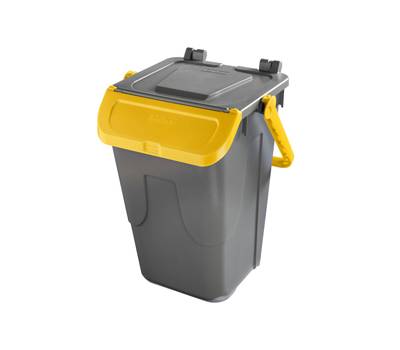 Contenitore portarifiuti Ecology - con sportello e maniglione - 35 lt - grigio-giallo - Mobil Plastic - Mobilplastic - 11-35GRB-GIA - 11/35GRB-GIA - 8004331113523 - DMwebShop