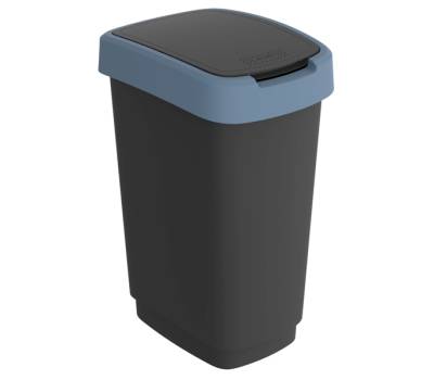 Pattumiera con coperchio basculante - 50 lt - PPL - nero-blu - Rotho - F600320 - 7610859246691 - DMwebShop