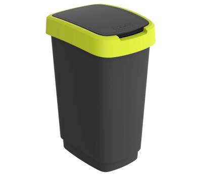 Pattumiera con coperchio basculante - 50 lt - 40,1 x 29,1 x 60,2 cm - PPL - nero-verde lime - Rotho - F600321 - 7610859246714 - DMwebShop